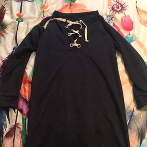 Cotton lace up dress